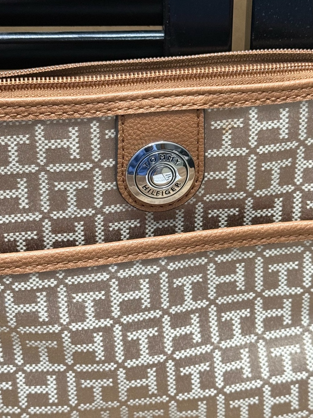 Tommy Hilfiger Tan and Cream Signature Jacquard Crossbody Bag - Picture 5 of 5